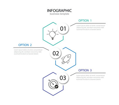 business infographic element with 3 steps or option.