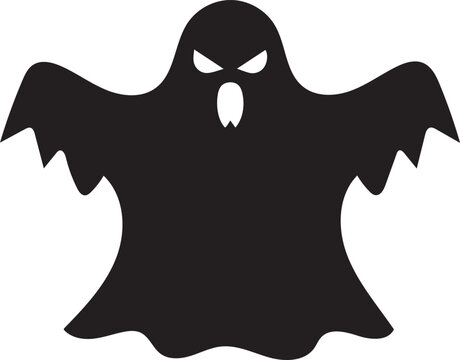 Scary Ghost Silhouette with Angry Expression