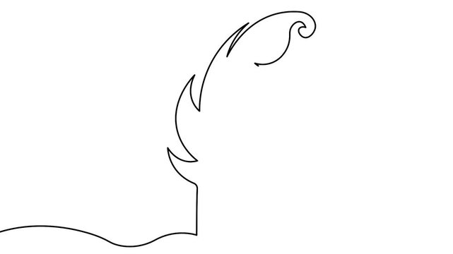 Feather quill 4K animation forming writing pen symbol minimal line design