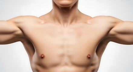 Obraz premium Muscular man torso, athletic build, bare chest, fitness model