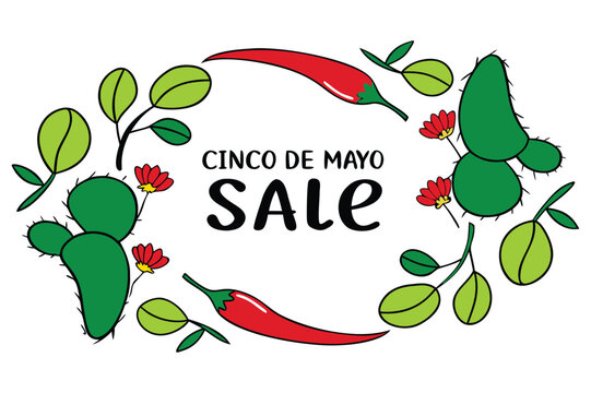 Mexican Fiesta Cactus and Chili Pepper Sale Frame