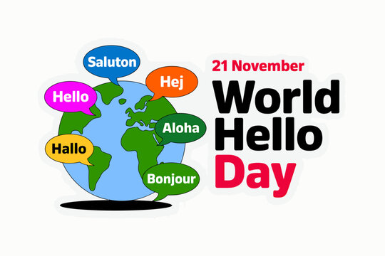 World Hello Day Greeting Illustration With Colorful Speech Bubbles