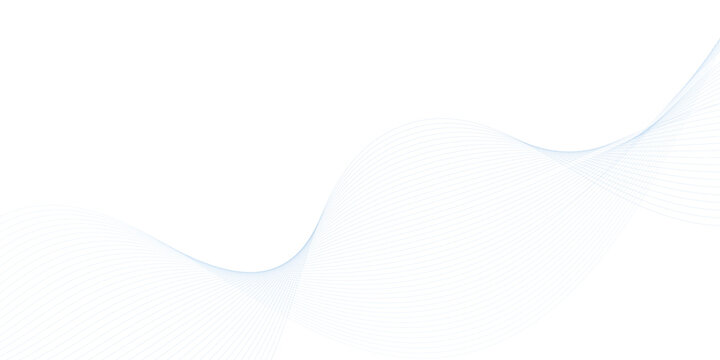 Abstract blue wave background, flowing curved lines on white, minimalist digital motion vector, elegant corporate presentation backdrop