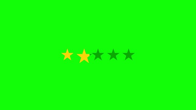 One star rating a simple showing yellow highlighted among four greyed out stars against a green screen background review feedback customer score evaluation