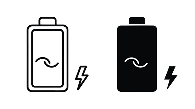 Black and battery icons with lightning bolts a pure