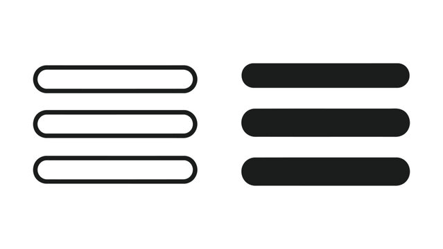 A set of six horizontal bars in black and outline