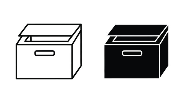 Two black and icons of open boxes with handles the front