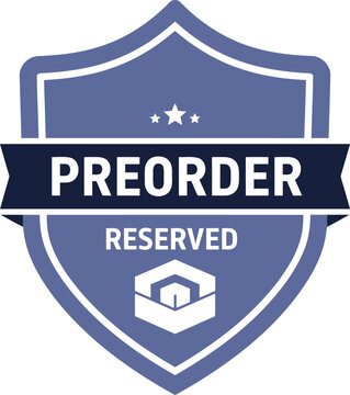 Blue preorder reserved badge icon for ecommerce, online shop, and product reservation promotions