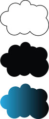 Fototapeta premium Cloud Vector Icon Set with Outline, Silhouette, and Blue Gradient Styles