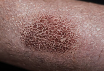 Fototapeta premium Ichthyosis vulgaris dry scaly skin condition closeup