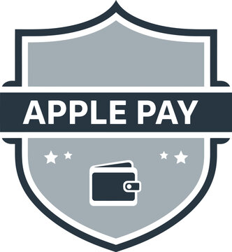 Apple Pay secure payment badge icon with wallet symbol for digital transactions and contactless commerce