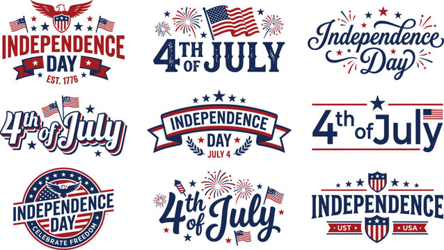 Independence Day 4th of July Patriotic Logos and Badges