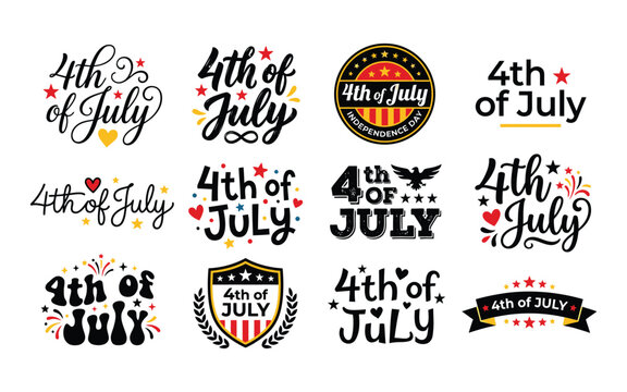 Fourth of July Patriotic Logos and Typography Designs for Independence Day