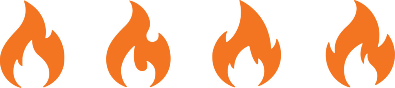 Four cartoon flames a fiery illustration of heat and energy