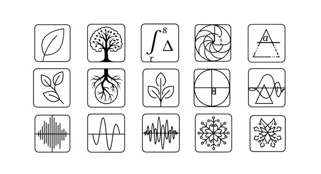 Black and white math science symbols.