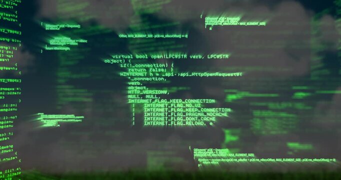 Bright white rectangle appearing, green code blocks shifting into blurred bands highlighting center