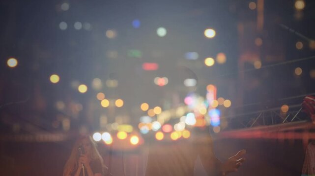 Lead singer performing music on stage using mic bokeh lights moving hiding shape adding tone