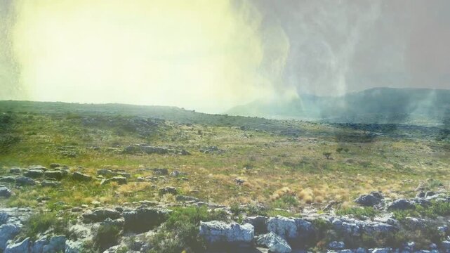 Horizon flaring causing cam tilting, showing cliff with washing light leaks for health