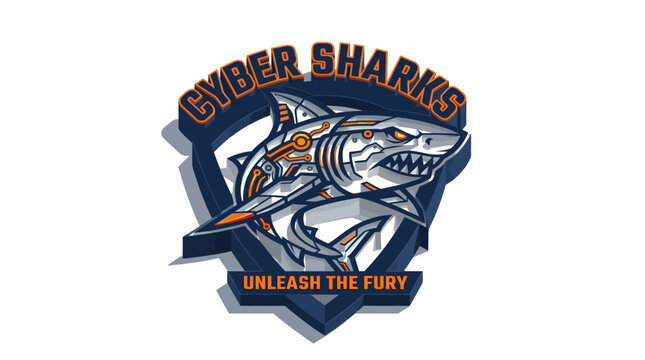 Cyber Sharks Unleash The Fury Logo Design Concept