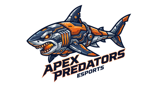 Apex Predators Esports Team Logo with Robot Shark