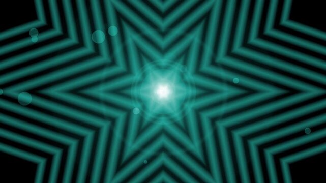Glowing star pattern with concentric striped lines soft bokeh lights background animation