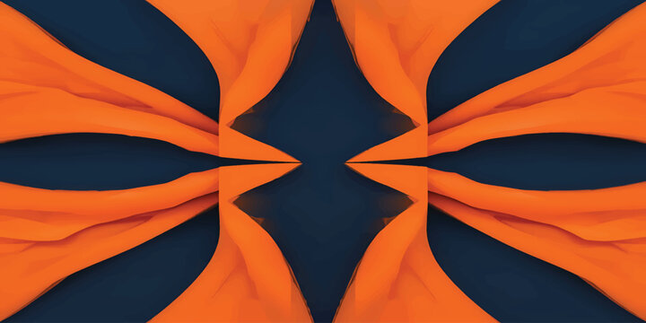 Abstract Geometric Forms: A visually striking abstract composition, where vibrant orange shapes interlace with a deep blue background to create a dynamic and harmonious pattern.