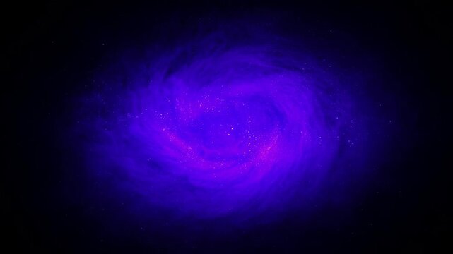Abstract Deep Space Nebula Swirl With Tiny Stars And Cosmic Energy In Deep Violet And Bright Pink Hues Against A Black Background