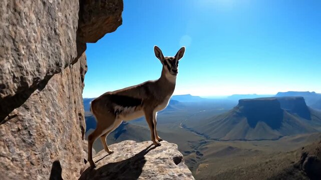 Klipspringer Observes Surroundings From Rocky Mountain Perch