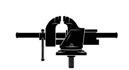 A black vise tool presented as a striking graphic silhouette © Amena