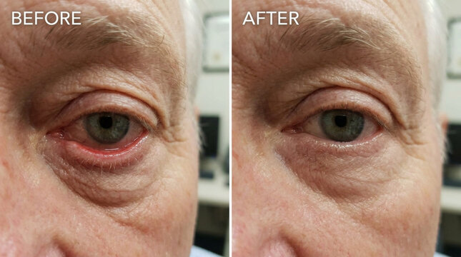 Before and After Lower Eyelid Sagging Correction Transformation