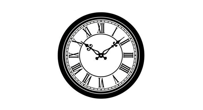 Vintage Roman Numeral Clock Face Timepiece.