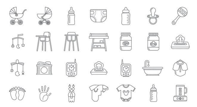 Baby care icons set