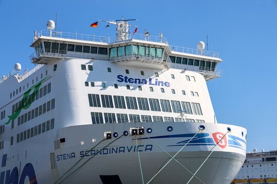 Kiel, Germany - 11. April 2026: Stena Line ferry Stena Scandinavica docked in port