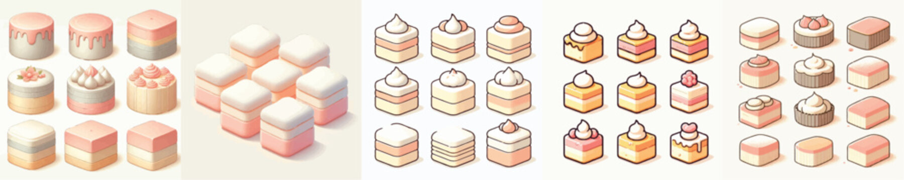 Sponge Cake Collection Vector Illustration