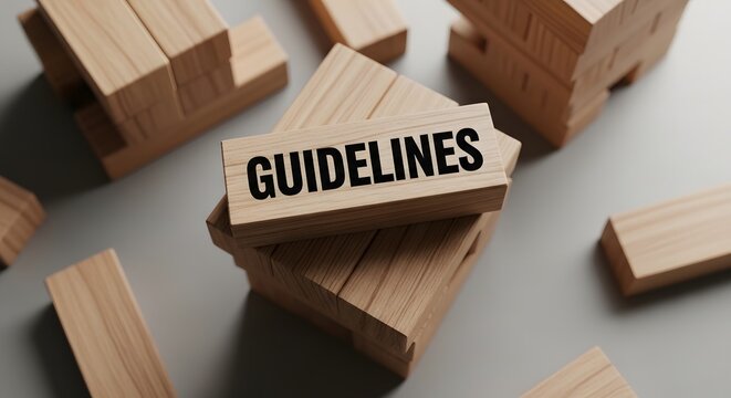 Wooden blocks with 'guidelines' text a conceptual representation of rules and regulations in business or education