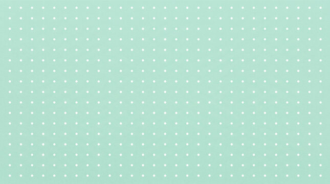 Mint green dotted seamless pattern background. Minimalist white dot grid on light pastel paper texture. Simple geometric wallpaper for stationery, scrapbooking, diary and bullet journal.
