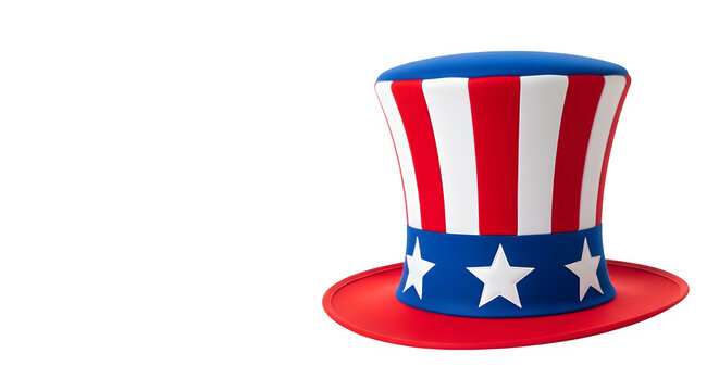 Uncle sam hat isolated on transparent background patriotic symbol of american independence