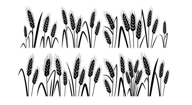Wheat stalk pattern icon with dense grain heads and minimalist silhouette design for farm, harvest and agriculture graphics