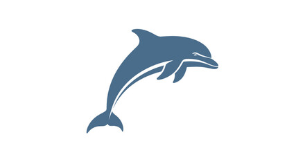 Fototapeta premium Jumping blue dolphin logo icon isolated on white background.