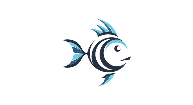 Stylized abstract blue fish logo