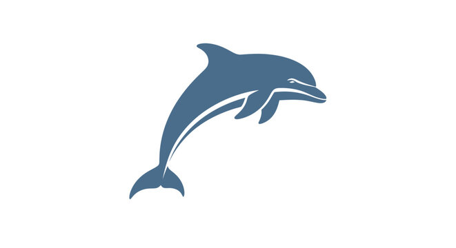 Jumping blue dolphin logo icon isolated on white background.