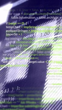 Vertical video: On load green code and shapes appearing, diagonal line drawing, visualizing charts