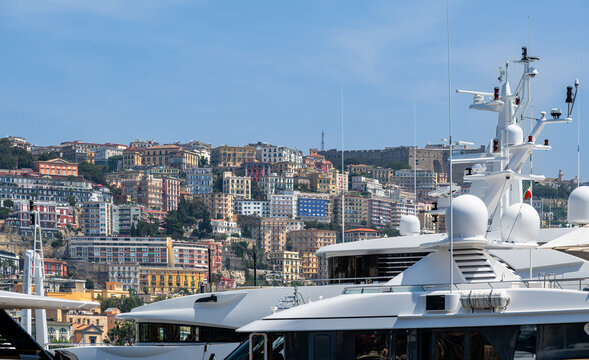 Luxury boats in Chiaia Marina, Naples, Italy
