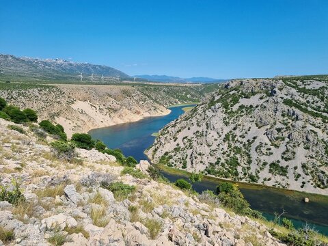 Zrmanja Canyon Croatia &mdash; Turquoise River Winding Through Dramatic Limestone Cliffs in Summer