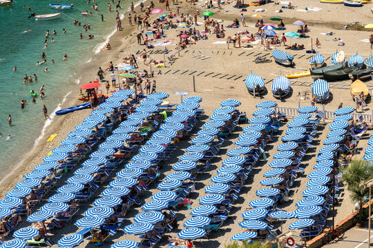 Monterosso al Mare beach umbrellas, Cinque Terre, Italy