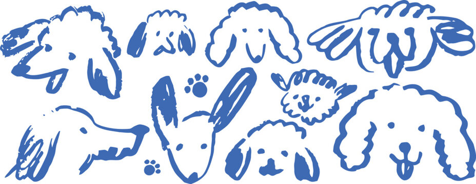 Child's handprint art blue prints of animals and floral designs