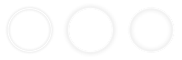 Bright white neon glow lighting frame empty ring circle with circular border center blank space glowing light effect on transparent background PNG isolated design © SharminAkter