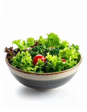 Fresh green salad with vegetables in bowl