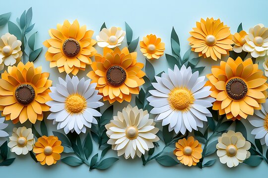Handmade layered floral wall art design high resolution picture