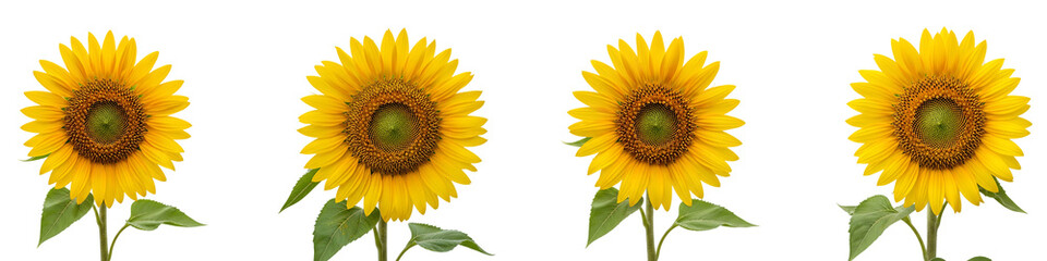 Obraz premium Sunflower Row Isolated Transparent Background Bright Yellow Floral Nature